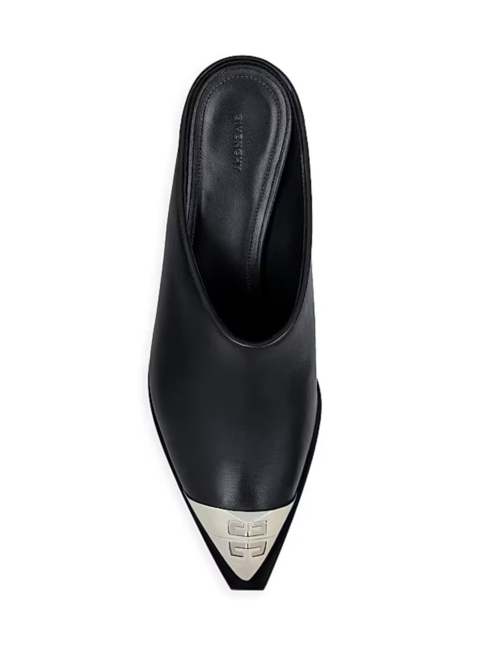 Givenchy Black Leather 4G‎ Metal Toe Cap Mules Pointed Toe Slides IT 37 US 7